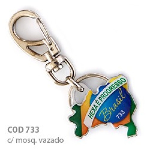 Chaveiro Chapinha Metálica Mapa do Brasil com Logo Personalizado