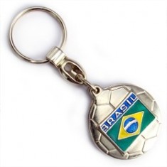 Chaveiro Medalha Bola com bandeira com Logo